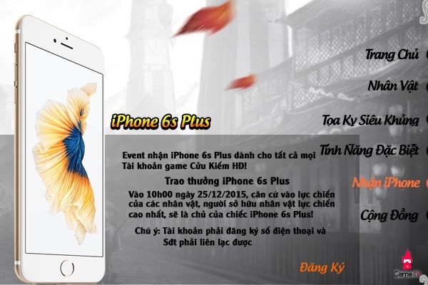 Cửu Kiếm HD chơi sang tặng game thủ iPhone 6s Plus