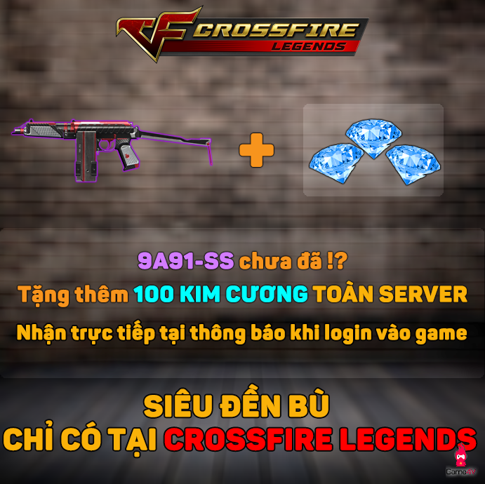 Crossfire Legends: Tăng 100 gem quà đền bù cho game thủ