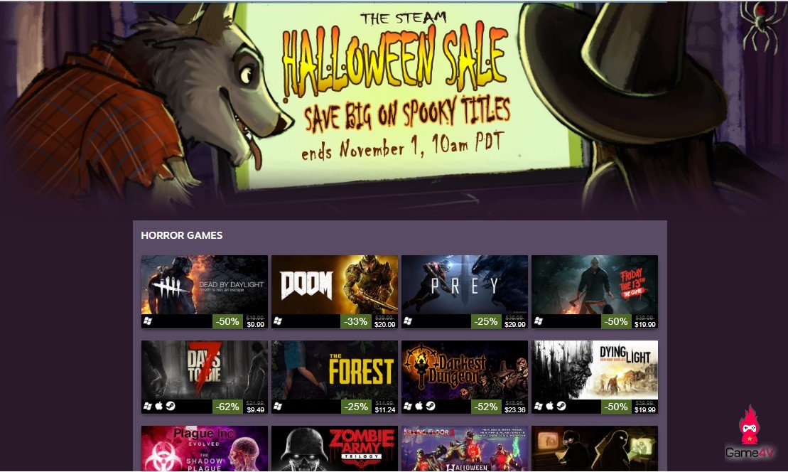 Đợt giảm giá Steam Halloween Sale đã 