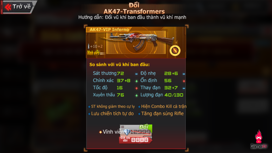 [CFL] Đã có thể nâng cấp AK47-Transformers lên AK47-VIP Inferno