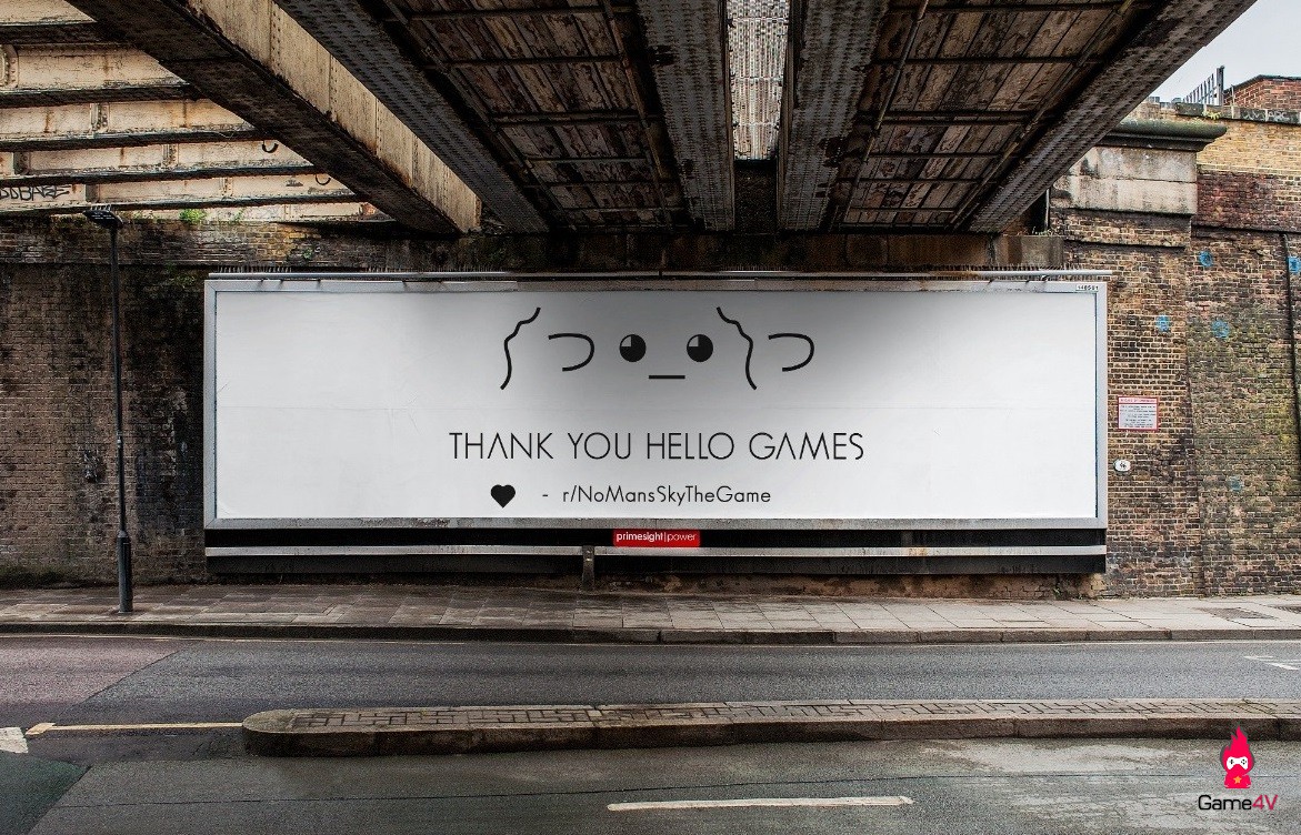 Game thủ No Man's Sky chi 40 triệu mua bảng quảng cáo gửi lời cảm ơn tới Hello Games vì đã không từ bỏ trò chơi