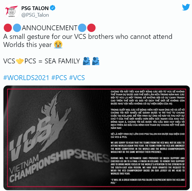 PSG Talon đặt logo VCS