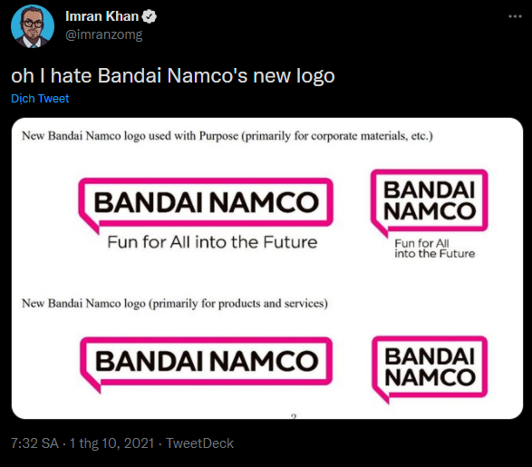 Cư dân mạng quốc tế phẩn nộ sau khi Bandai Namco tiết lộ logo mới