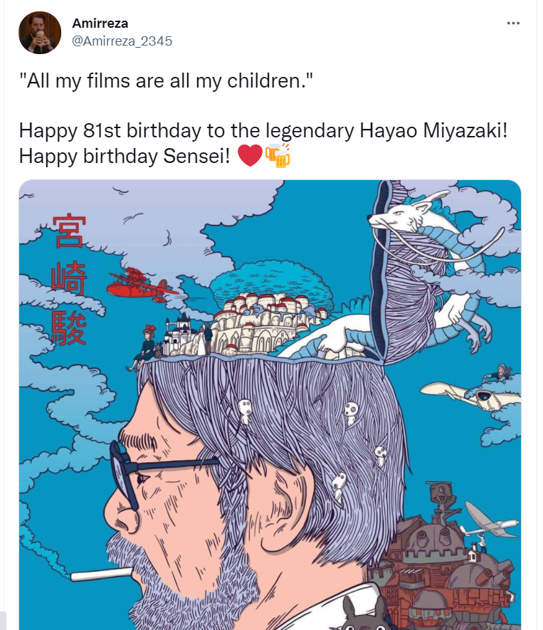Các fan hâm mộ Ghibli gửi lời chúc sinh nhật lần thứ 81 đến Miyazaki Hayao