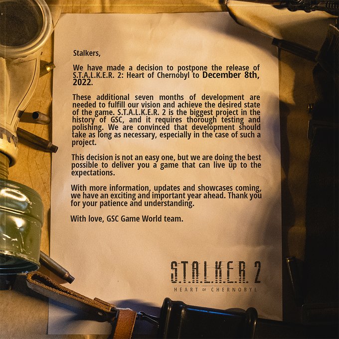 STALKER 2 bị trì hoãn ngày phát hành đến cuối năm 2022
