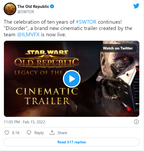 Star Wars The Old Republic Celebrates kỷ niệm 10 năm bằng trailer tuyệt đẹp