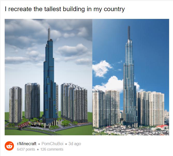 Một game thủ thành công xây dựng tòa nhà cao nhất Việt Nam trong Minecraft