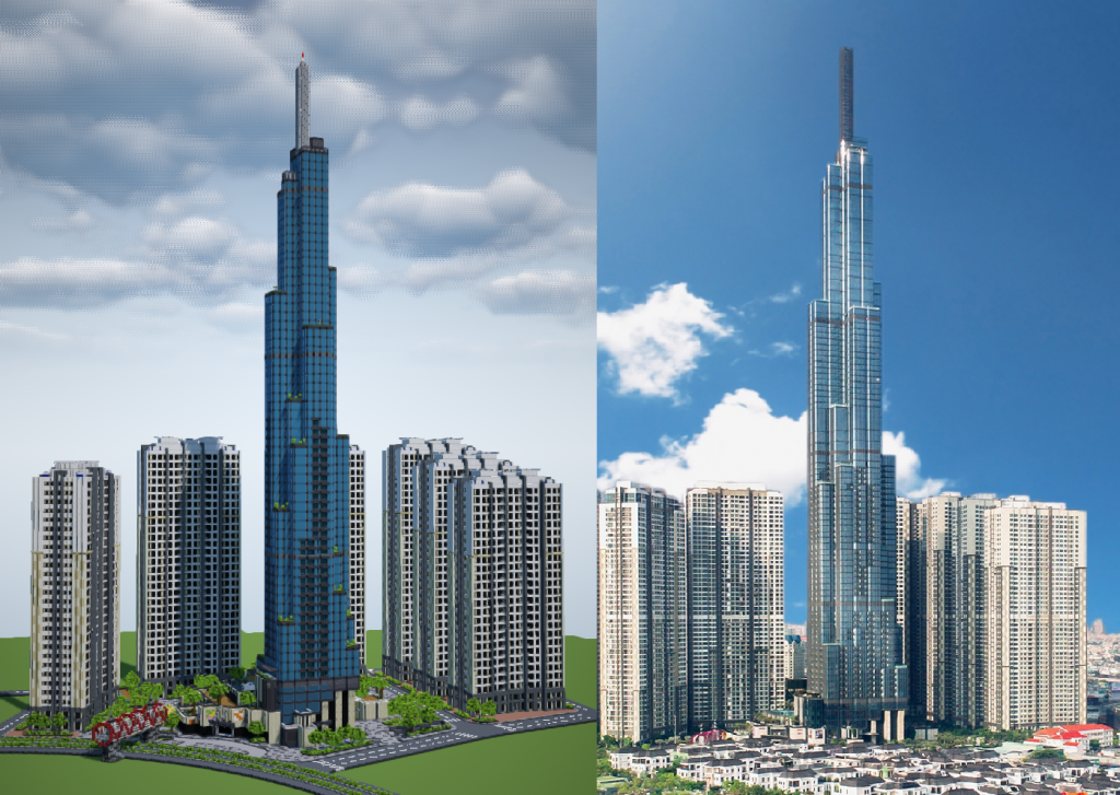 A successful gamer builds the tallest building in Vietnam in Minecraft