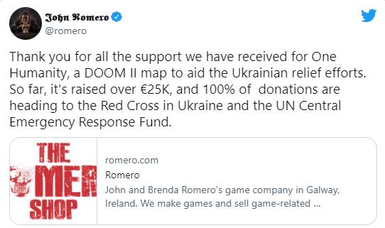 Bản đồ Doom mới của John Romero đã huy động được gần 1 tỷ đồng cho Ukraine