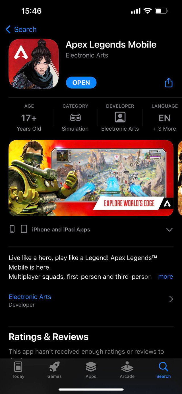 Search tên game "Apex Legends Mobile" và tải game về chơi