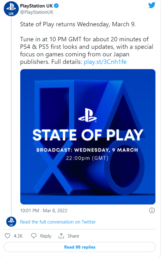 Sự kiện State of Play 2022 của Sony sẽ mang đến nhiều thông tin hấp dẫn