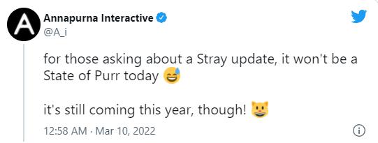 Tựa game giả lập làm mèo độc đáo Stray vẫn sẽ được phát hành trong năm 2022