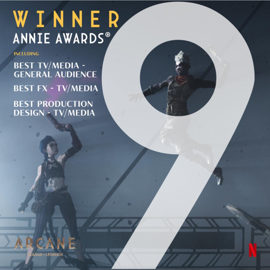 Arcane đại thắng tại Liên hoan phim hoạt hình Annie Awards 2021 khi giành cả 9 giải thưởng đề cử
