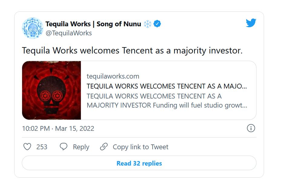 Thông báo hợp tác từ Tequila Works.