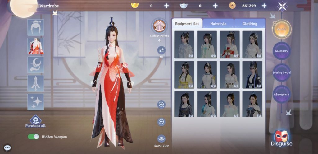 Hệ thống skin trong Jade Dynasty New Fantasy.