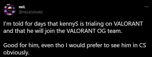 Huyền thoại CS:GO ‘KennyS’ bất ngờ lấn sân Valorant, debut trong màu áo Team OG?