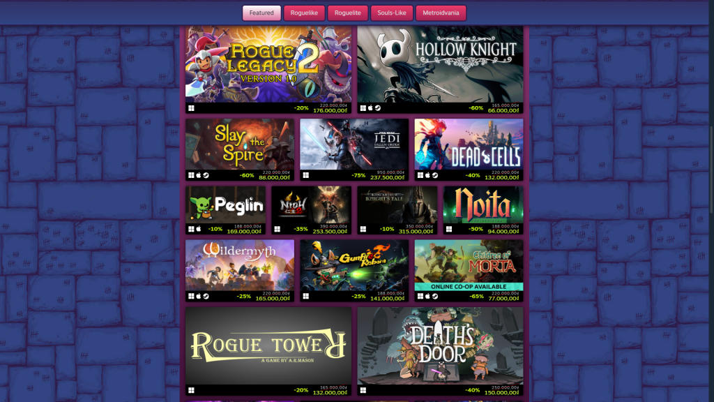 Sự kiện giảm giá Going Rogue trên Steam kỷ niệm các game thể loại Roguelikes, Souls-Like và Metroidvanias