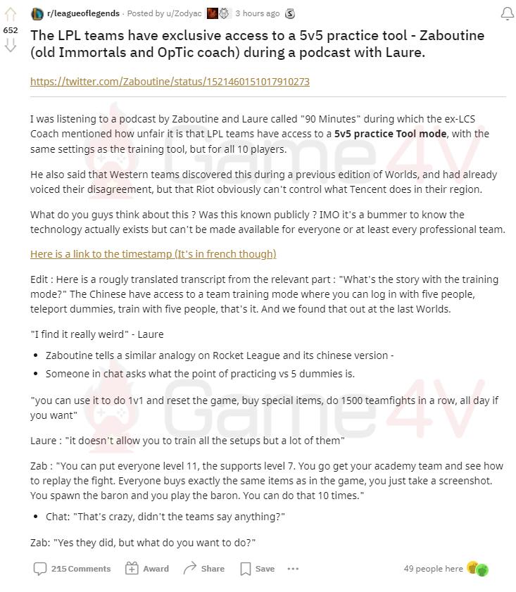 Drama LMHT: HLV tại LCS tố Tencent tạo chế độ tập luyện riêng cho khu vực LPL mà Riot Games không có quyền can thiệp