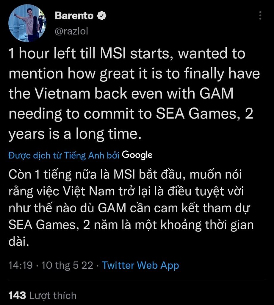 Bại trận trước T1 nhưng Saigon Buffalo vẫn được bạn bè quốc tế ca ngợi: ‘Màn comeback bùng cháy của VCS’