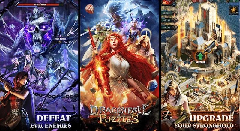 Dragonfall & Puzzles là game có yếu tố chiến thuật và Match-3.