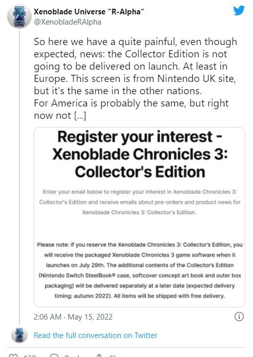 Phiên bản Xenoblade Chronicles 3 Collectors Edition chính thức bị ‘trì hoãn’