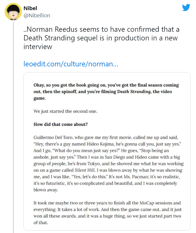 Norman Reedus xác nhận rằng Death Stranding 2 đang trong quá trình phát triển