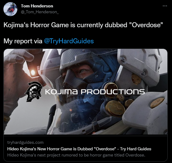 Overdose sẽ là tên tựa game kinh dị tiếp theo của Hideo Kojima