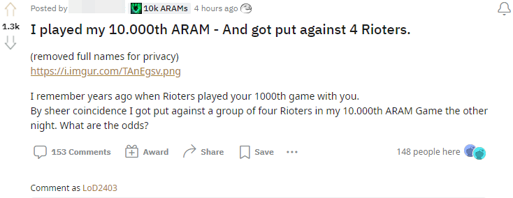 1 game thủ khoe đã chơi 10 trận ARAM và còn gặp cả các nhân viên Riot