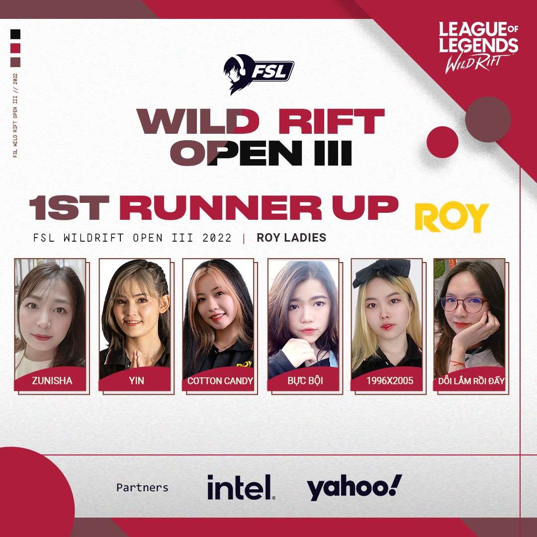 6 cô gái của Roy Ladies - đội tuyển Tốc Chiến Việt Nam có thành tích tốt nhất tại giải đấu này.