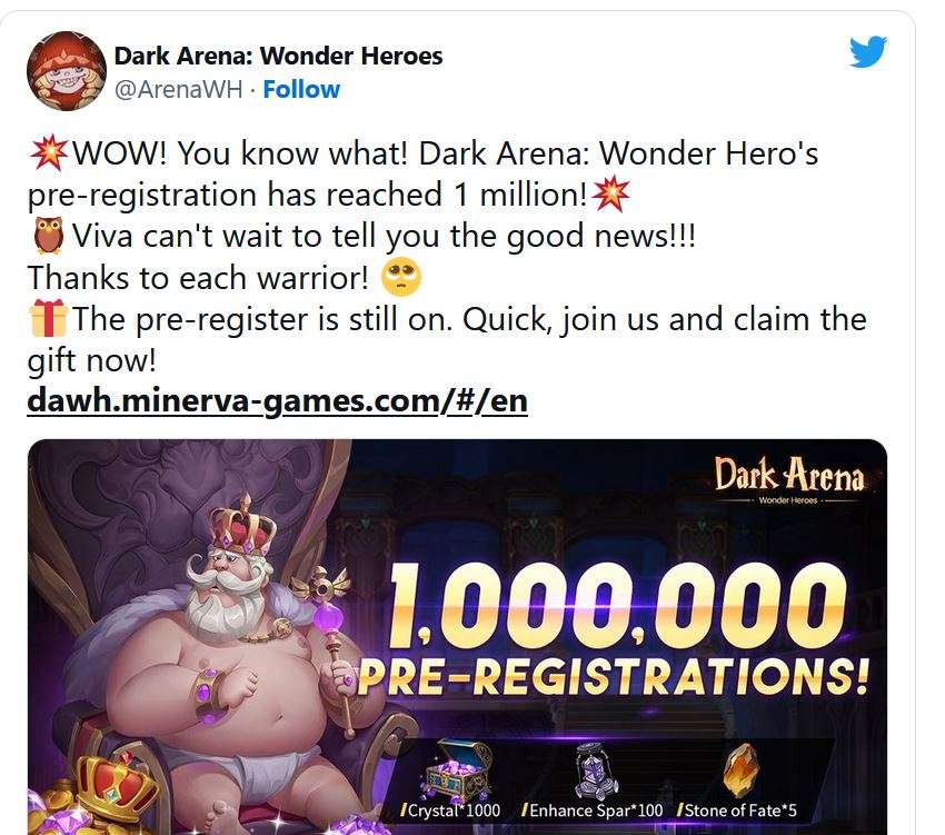 Dark Arena Wonder Heroes thu hút báo danh khủng.