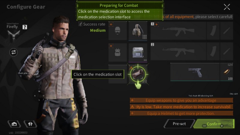 Vũ khí được sử dụng trong game được mô phỏng như vũ khí ngoài đời được chia thành nhiều phần