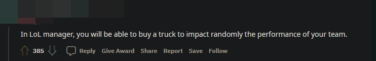 Trong LOL Manager, bạn có thể mua 1 chiếc xe tải để gây ảnh hưởng lên màn trình diễn của đội của bạn