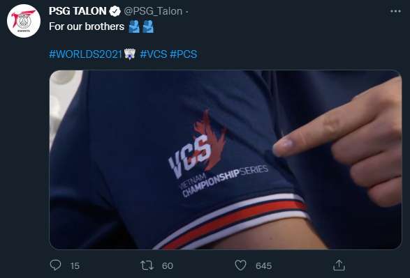 PSG Talon đem hình ảnh VCS đến với CKTG 2021.