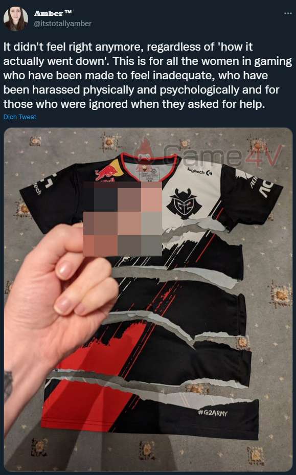 "Cựu fan G2" chia sẻ hình ảnh mình xé nát áo đồng phục G2 Esports.
