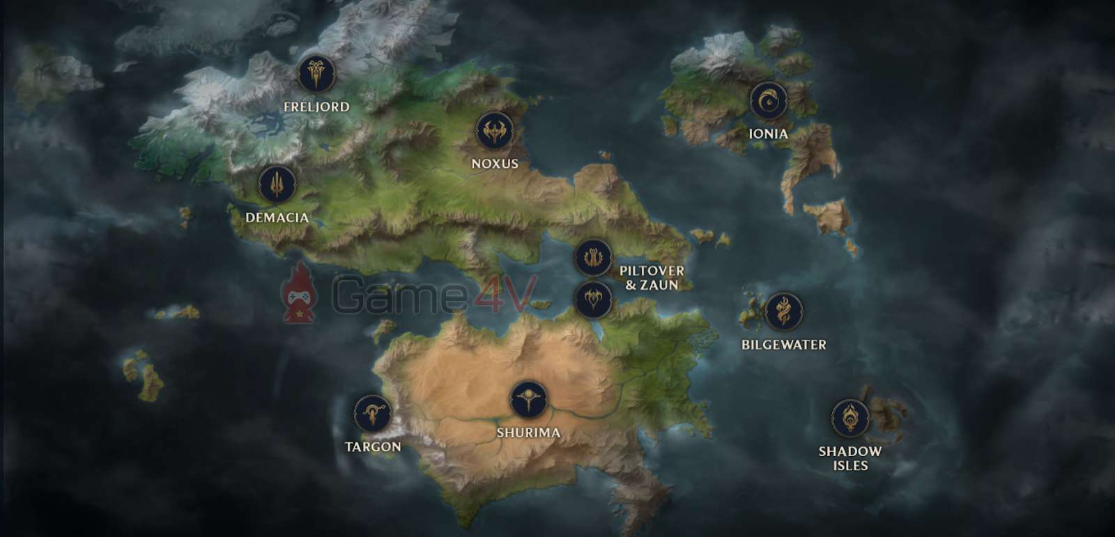 Bản đồ Runeterra của Riot Games.