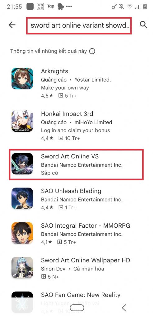 Hướng dẫn chi tiết đăng ký Sword Art Online Variant Showdown