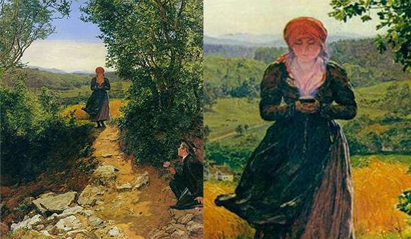 The online community is confused by the 160-year-old painting of a girl holding a…smartphone