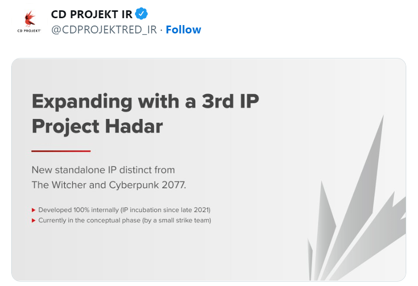CD Projekt Red công bố IP mới với mã dự án là Hadar