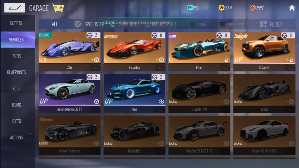 Danh sách các xe hiện có trong Ace Racer.