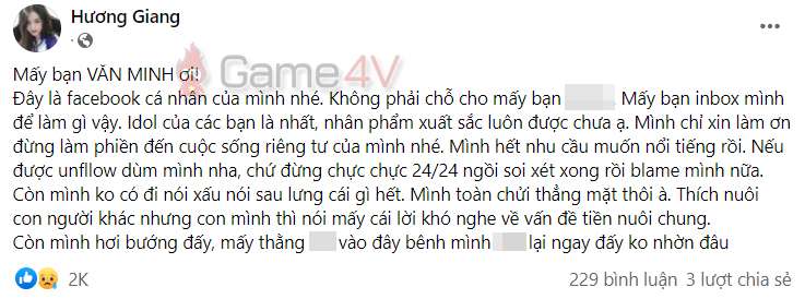 Hương Giang - Raina lên tiếng về vấn đề giữa mình và QTV.