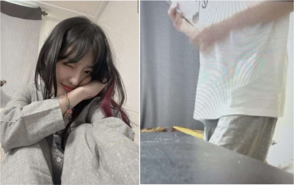 Yang Hye-ji diện nguyên bộ đồ ngủ giống với chiếc quần ngủ mà Deft mặc lên sóng livestream.
