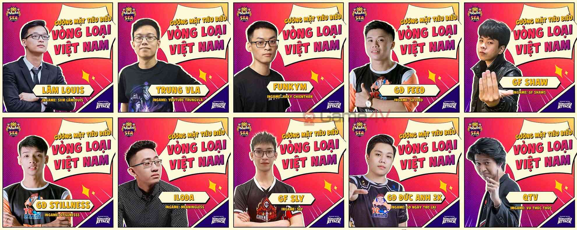 10 gương mặt tiêu biểu được chia sẻ trên fanpage Đấu Trường Chân Lý Việt Nam.