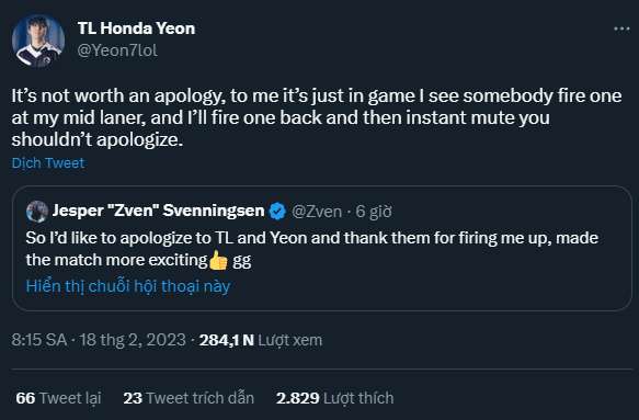 TL Yeon đáp lại lời xin lỗi của C9 Zven.