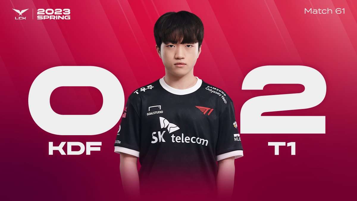 T1 destroyed KDF with a 2-0 result, pocketing a new record in the LCK Spring 2023
