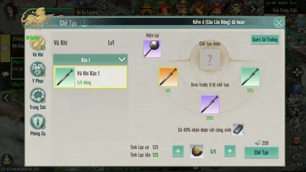 Người chơi có thể chế tạo vũ khí, trang bị trong Kiếm Thế Origin.