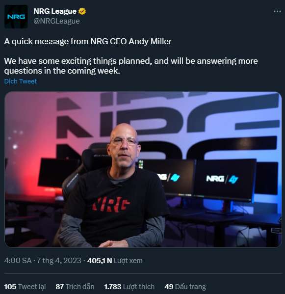 CEO của NRG - Andy Miller tiết lộ về kế hoạch 