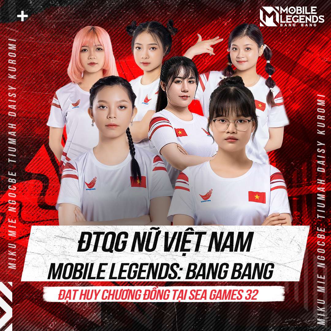 Đội tuyển Mobile Legends: Bang Bang nữ của Việt Nam đã giành được Huy Chương Đồng.