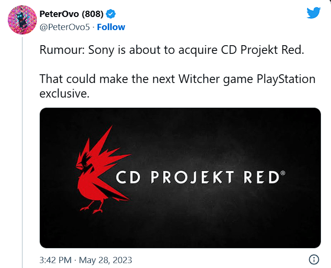 Sony đang lên kế hoạch cho một thương vụ mua lại CD Projekt Red cực lớn?