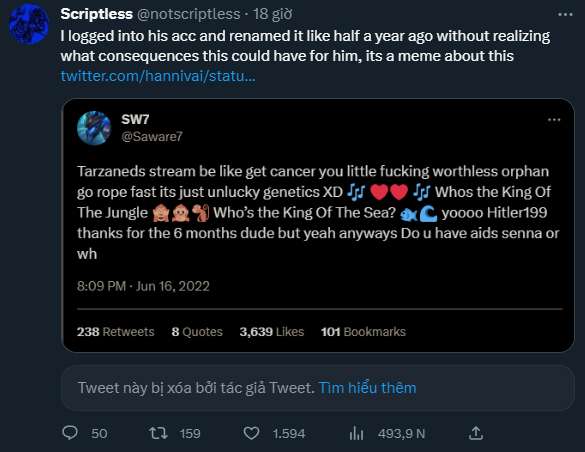 Chính Scriptless - “boy 1 champ” Draven đã chia sẻ trên Twitter về việc anh đổi tên tài khoản của Reptile.