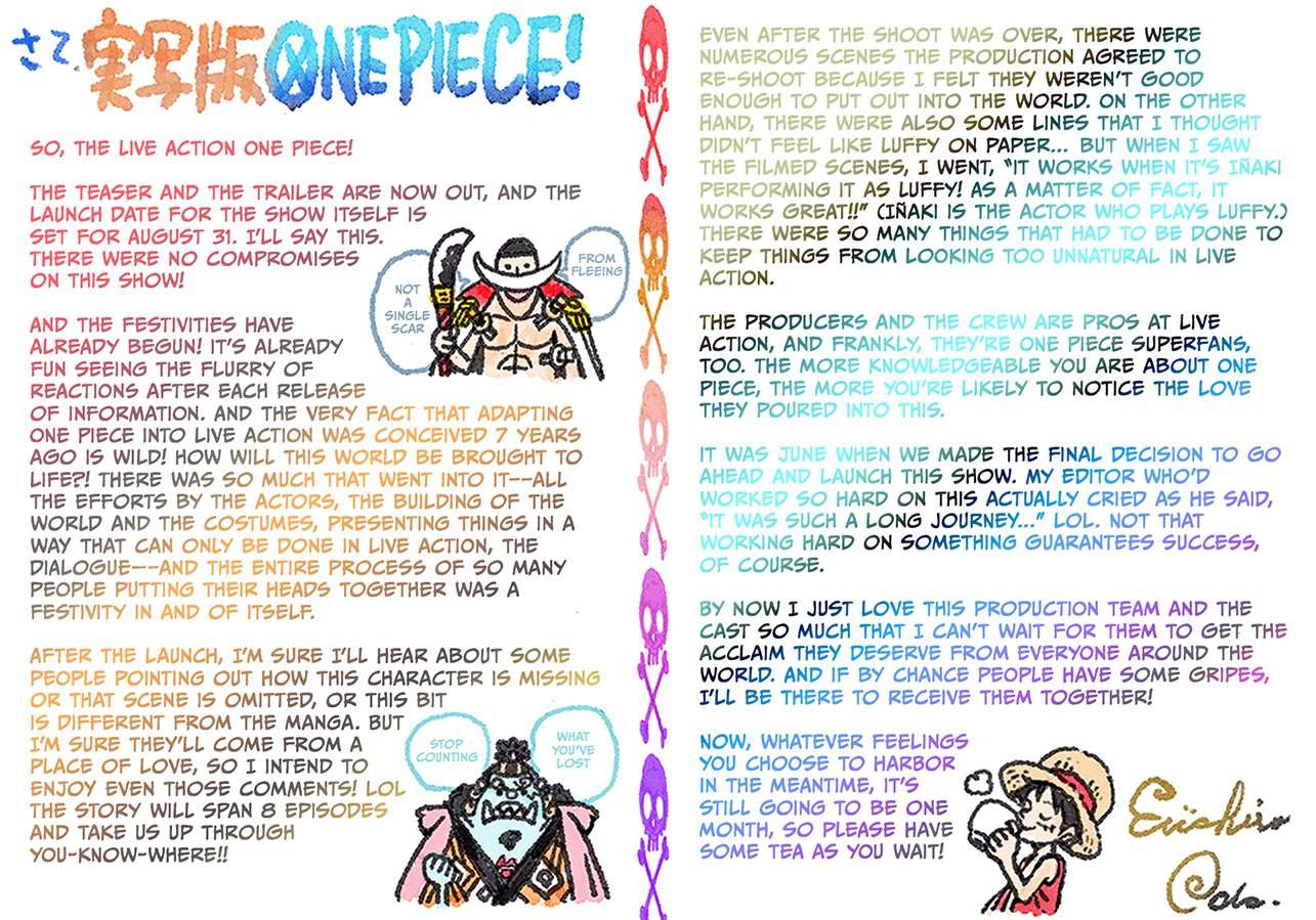 Tâm thư của tác giả Oda về One Piece live action, ông khẳng định sẽ 'chịu trận' cùng nhà sản xuất nếu tác phẩm bị chê